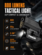 Trica 800-Lumen Tactical Gun Flashlight – Quick Release, USB Rechargeable, GL/Picatinny Rail