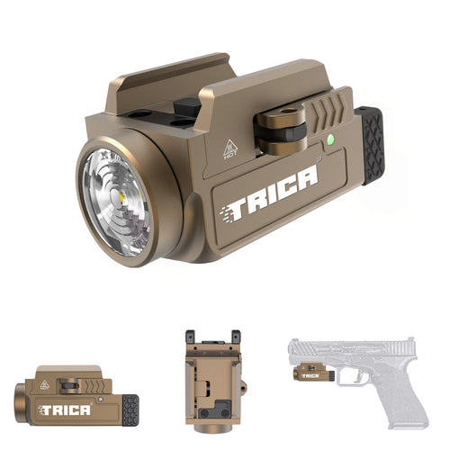 Trica 800-Lumen Tactical Gun Flashlight – Quick Release, USB Rechargeable, GL/Picatinny Rail
