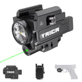 Trica 800-Lumen Pistol Light with Green Laser – Strobe, Quick Detach, GL/Picatinny Rail