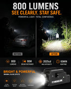 Trica 800-Lumen Tactical Gun Flashlight – Quick Release, USB Rechargeable, GL/Picatinny Rail