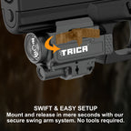 Trica 800-Lumen Pistol Light with Green Laser – Strobe, Quick Detach, GL/Picatinny Rail
