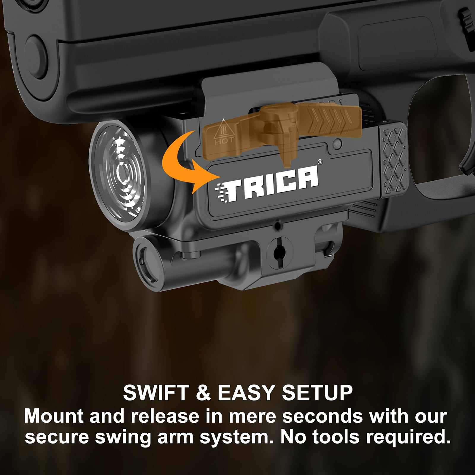 Trica 800-Lumen Pistol Light with Green Laser – Strobe, Quick Detach, GL/Picatinny Rail