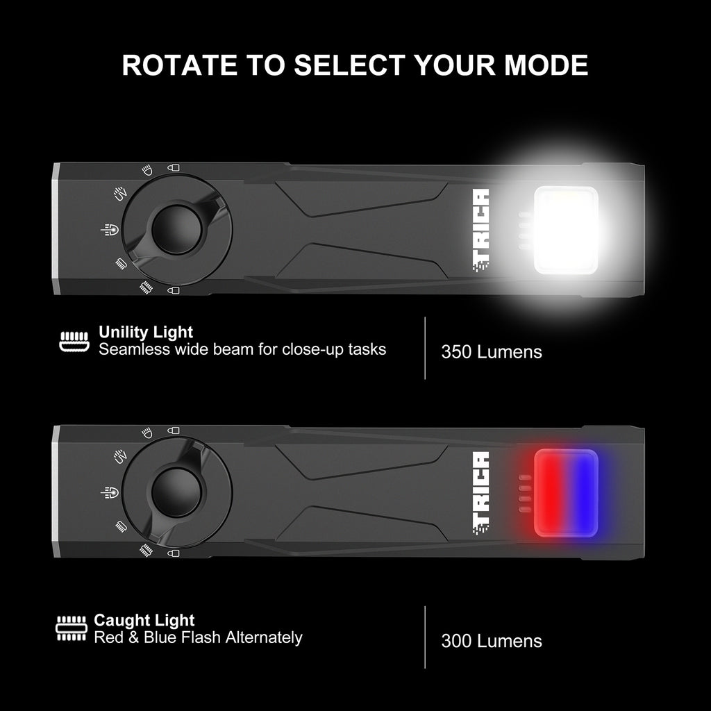 Trica 1350-Lumen EDC Flashlight – Green Beam, UV, Strobe, USB Rechargeable
