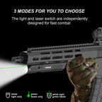 Trica TM60L 1350-Lumen Rifle Flashlight & Green Laser Combo – M-LOK Mount, Strobe