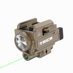 Trica 800-Lumen Pistol Light with Green Laser – Strobe, Quick Detach, GL/Picatinny Rail