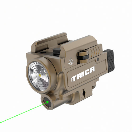 Trica 800-Lumen Pistol Light with Green Laser – Strobe, Quick Detach, GL/Picatinny Rail
