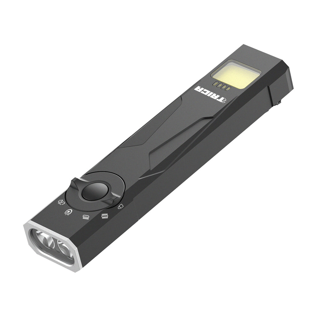 Trica 1350-Lumen EDC Flashlight – Green Beam, UV, Strobe, USB Rechargeable