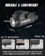 Trica 800-Lumen Pistol Light – Quick Release, USB Rechargeable, GL/Picatinny Rail